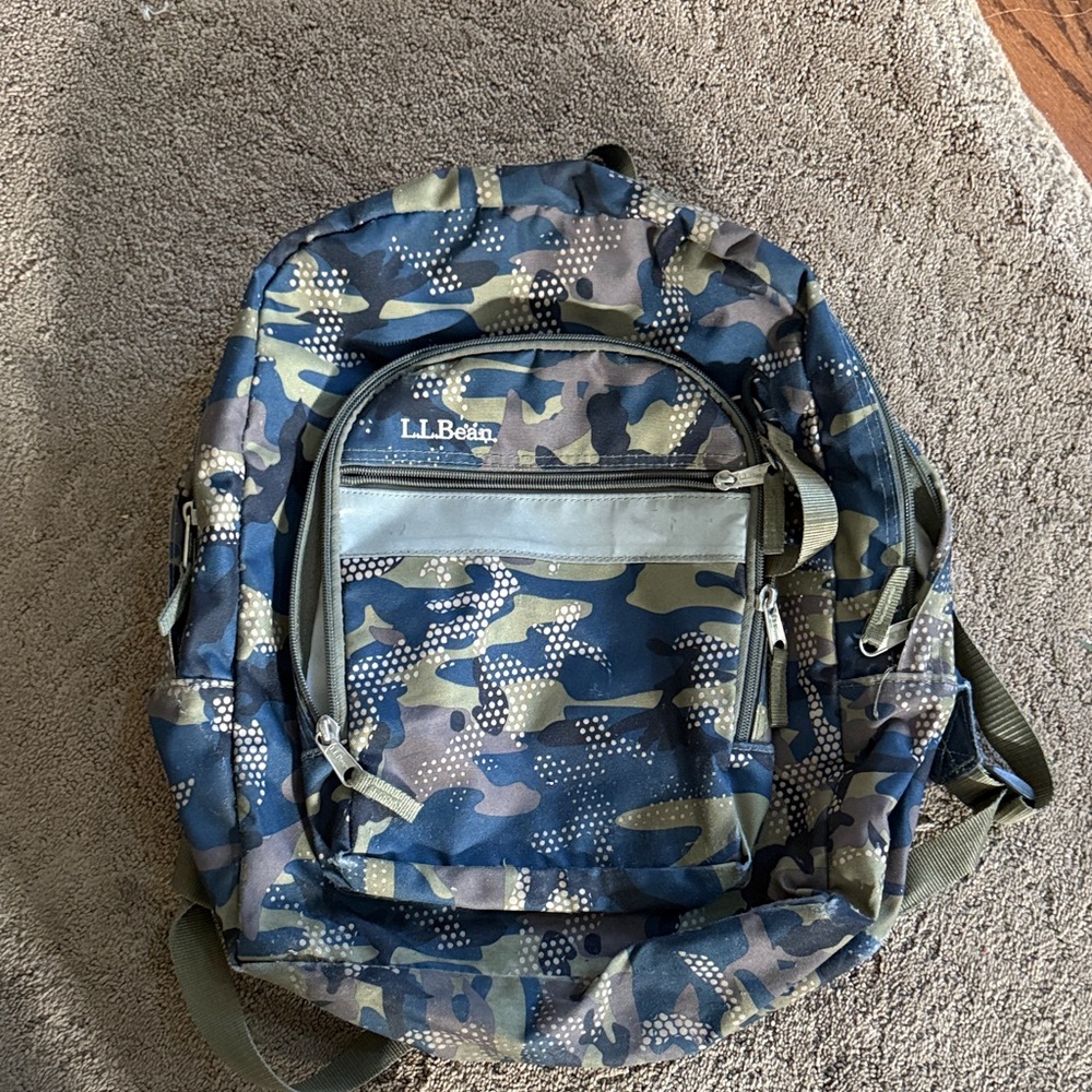 L.L. Bean Blue and Green Camo Backpack